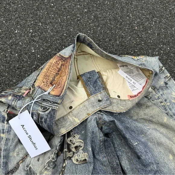 Acne Blue Distressed Flare Jeans - Picture 6 of 6